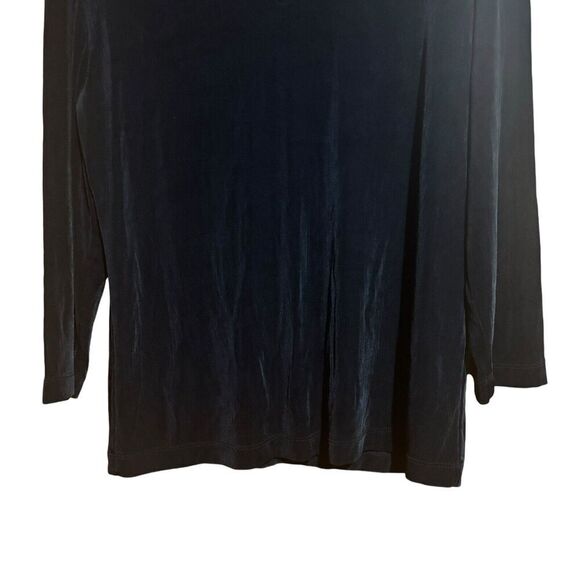 Chicos Travelers Top Womens Large Black Acetate Slinky Stretch V Neck Blouse - Picture 4 of 8